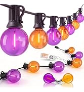LED Outdoor Halloween Lights, 50FT 25 G40 Orange Purple Globe String Lights | Plug in Patio Light...