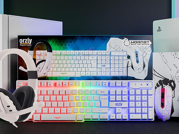White Gaming keyboard and mouse bundle for PS5 Xbox & PC