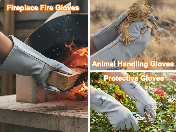 932? Heat Fire Resistant Leather Welding Gloves Animal Handling Gloves