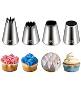 Suuker extra large piping tips set (F02 F06 9FT R22L), stainless steel round piping tip,large sta...