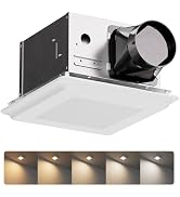 JULLISON 2 In 1 Bath Fan With LED Light, 25W Ceiling Mount Ventilation Fan and Light Combo for Ba...