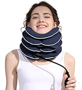 Neck Stretcher Cervical Traction Device, Adjustable Inflatable Neck Brace with Breathable Washabl...