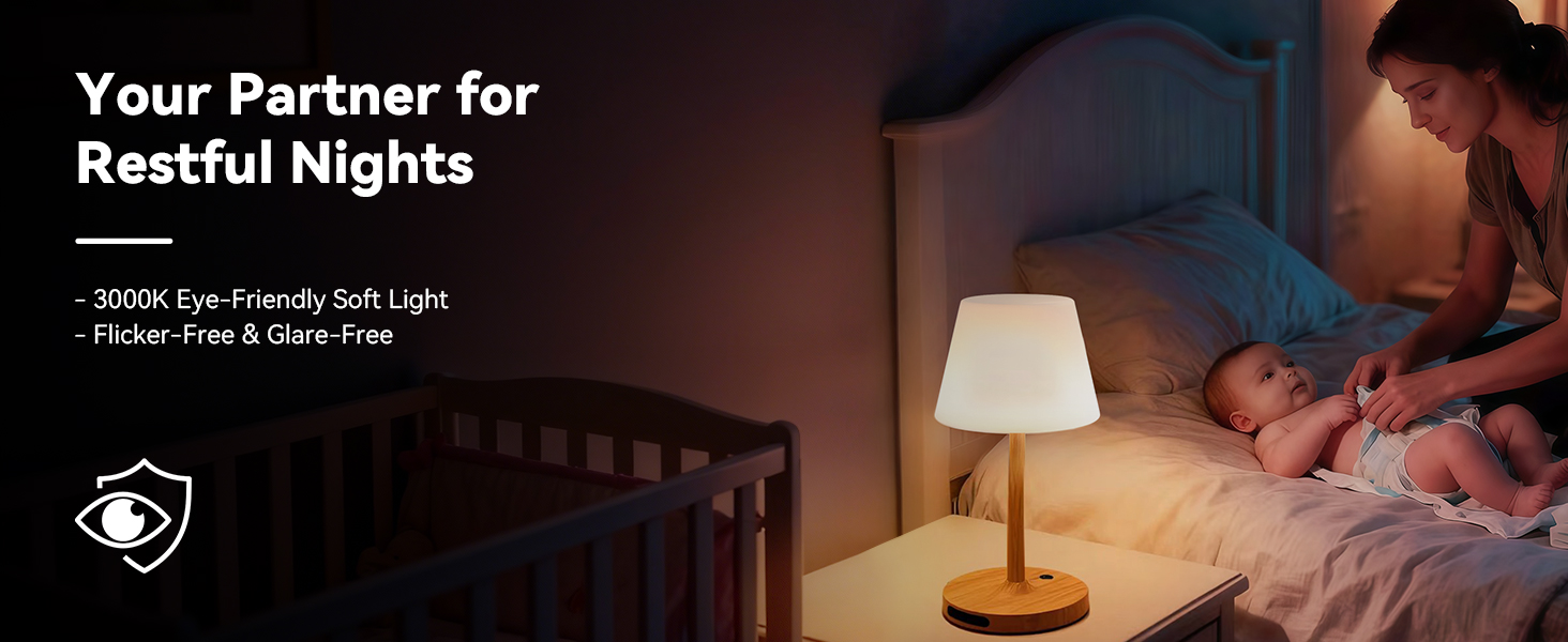 Your Partner forRestful Nights -3000K Eye-Friendly Soft Light-Flicker-Free & Glare-Free