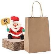 METRONIC Brown Paper Gift Bags 5.25 x 3.75 x 8 Inch 20 Pack | Small Kraft Paper Bags with Handles...