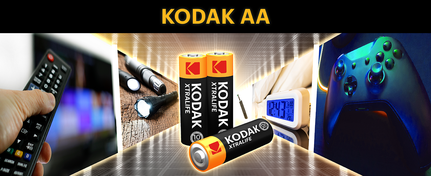 Kodak AA Batteries. Double A Alkaline for Tv Remoates, Game Controllers, Clocks& Flashlights