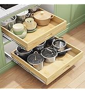 Pull Out Cabinet Organizer, Soft Close Wooden Slide Out Drawers for Pots and Pans, Full-extension...