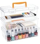 Tosnail 3 Pack Plastic Box with Handle, Portable Storage Container, Organizer Cases for Art Paint...