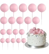 ASTARON 20 Pcs Ball Cake Topper Decorations Mini Balloons Cake Topper Sticks Light Pink Balls Cak...