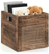 CusUnik Wood Storage Cube for Home Organizer, Wooden Basket Cube Storage Organizer with Handle, W...