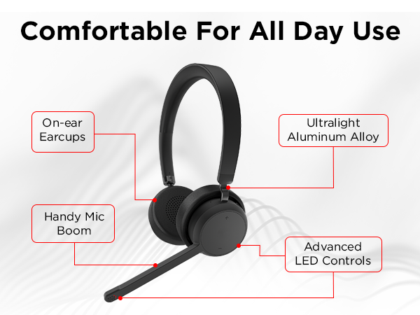 Lenovo Wireless Stereo Headset - Comfortable for all day use