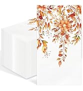 IANFEPH 100 Pcs Fall Paper Napkins Disposable Guest Hand Towel Boho Flower | 3-Ply Thanksgiving G...