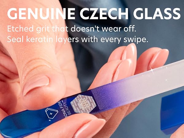 Czech glass nail file with hardcase fingernail file