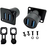 Halokny 2PCS Dual Ports USB 3.0 Pass Through Connector D-Type, Dual USB 3.0 Panel Mount Couplerr,...