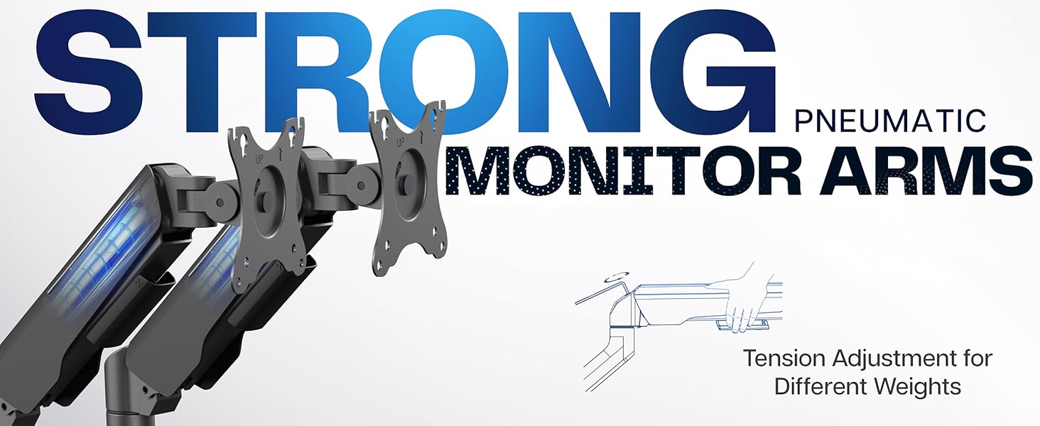 Pneumatic Arm Dual Ultrawide Monitor Desk Mount