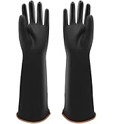 ROYAKI Heavy Duty Latex Gloves,14",18",22" Work Waterproof Industrial Rubber Gloves, Black Size XL