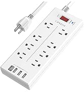 Power Strip, QINLIANF Surge Protector with 8 Outlets and 4 USB Ports, 6 Feet Extension Cord , 210...