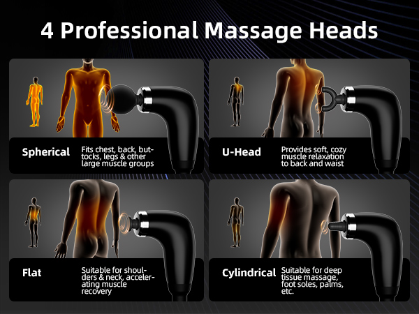 4 Professional Massage Heads