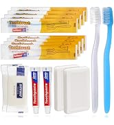 Gisdo 50 Disposable Toothbrushes with Toothpaste and 50 Hotel Bar Soap Individually Wrapped, 2 Co...