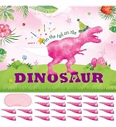WERNNSAI Pin The Tail on The Dinosaur - Girl Dinosaur Party Decorations Pink Dino Party Games for...