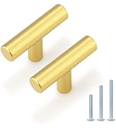 Probrico 5 Pack Euro Style Gold Cabinet Knobs, Single Hole Stainless Steel Kitchen Cabinet Handle...