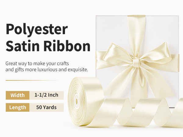 1-1/2 Inch Ivory Satin Ribbon