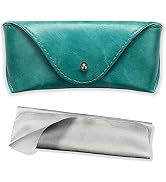 Portable Leather Glasses Case,Flexible Sunglasses Pouch Slim Case for Women Men Horizontal Eyegla...