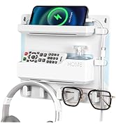 JUMEIHUI Bedside Shelf Wall Mount, Adhesive Bedside Shelf Accessories Organizer with Hooks and Ca...
