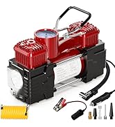 MESHUBA Dual Cylinder Tire Inflator Air Compressor, 150 PSI 12V DC Portable Air Pump Car Accessor...