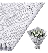 RUSPEPA 20 Sheets Kraft Newspaper Flower Wrapping Paper, Reversible Floral Bouquet Paper, White K...