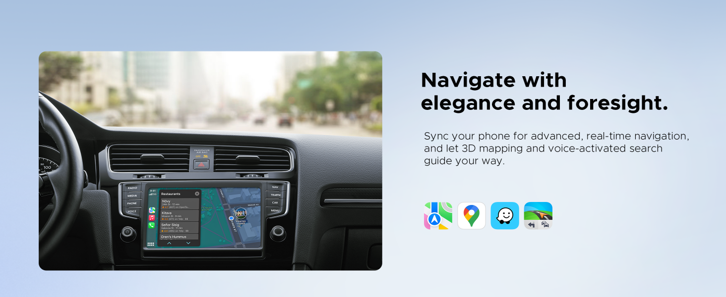 apple car play wirelss adapter; apple maps; google maps; waze; tomtom;