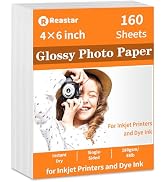 Reastar 4x6 Glossy Photo Paper, 160 Sheets Picture Paper for Inkjet Printer, 180gsm/48lb