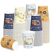 RUSPEPA Disposable Paper Cups 9oz - 100 Pack Cartoon Truck Design Printed Paper Coffee Drinking C...
