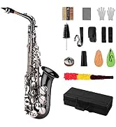 Btuty Eb E-flat Alto Saxophone Professional Brass Bend Sax Black Nickel Plating Abalone Shell Key...