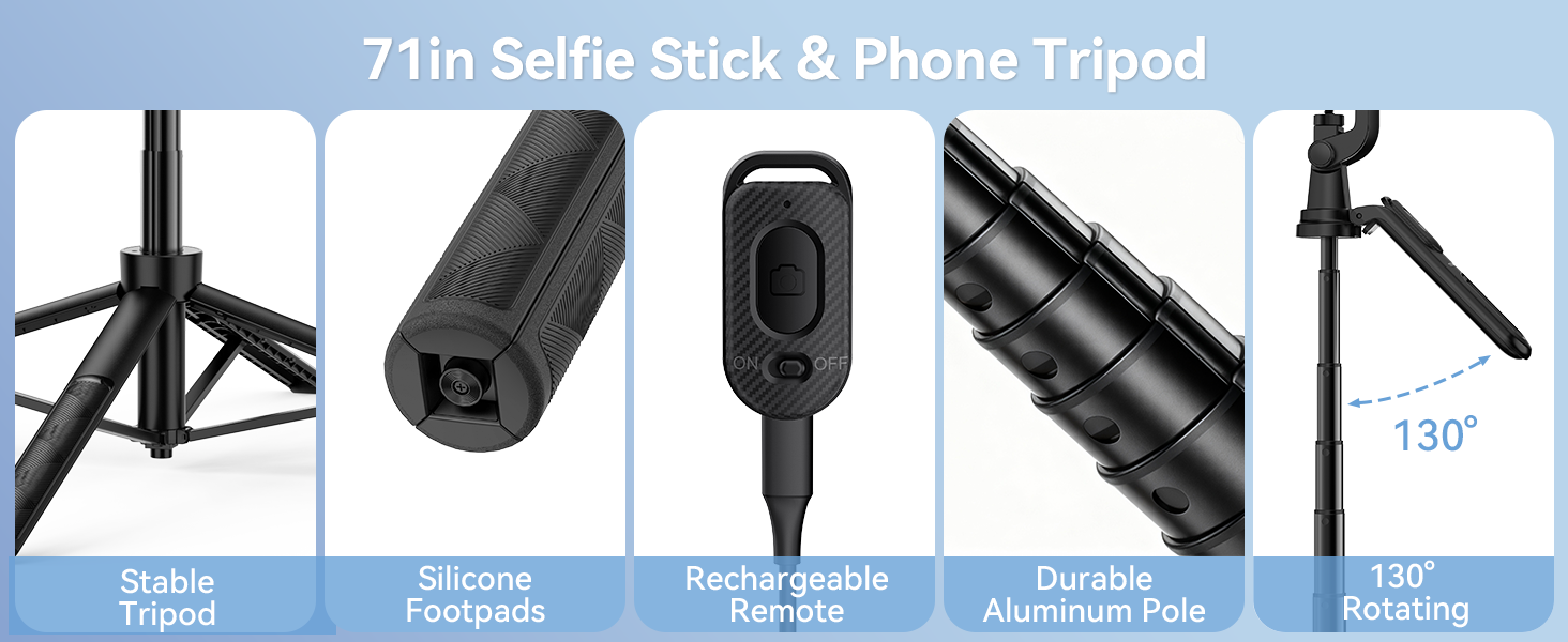 71in Selfie Stick & Phone Tripod