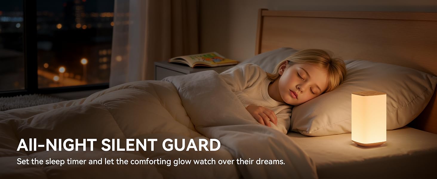 Warm kids night light creates a calm bedtime environment for peaceful sleep