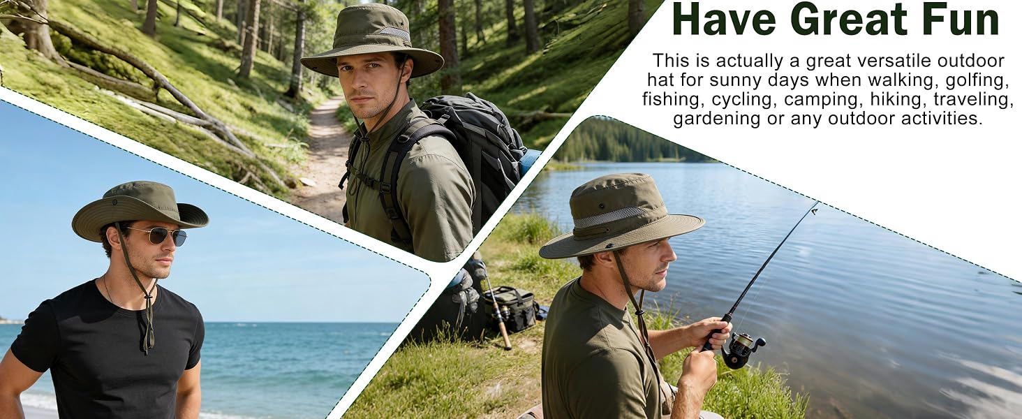 Connectyle Mens Sun Hat UPF 50+ Sun Protection Fishing Hiking Hat Cowboy Bucket Hat