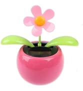 Jowxsx Pink Solar Dancing Sun Flower Automotive Ornament Solar Powered Dancing Sun Flower in Colo...