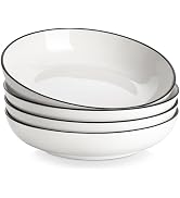 MALACASA 10" Large Pasta Bowls, 56 OZ White Salad Bowls Soup Bowls, Porcelain Serving Bowls Set o...