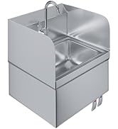 Stainless Steel Wall-Mounted Hand Sink with Hands-Free Double Knee Valves, Faucet, and Side Splas...