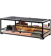 REPTI ZOO Full Glass 35 Gallon Reptile Tank, Front Opening Wide & Low Reptile Terrarium 36" x 18"...