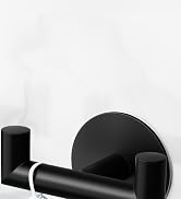 GWAAZXGZ 2 Pack Black Bathroom Hooks for Towels - Self Adhesive Double Hooks for Wall, No Drillin...