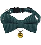 THAIN Cat Collar with Bow Tie and Bell, Breakaway Adjustable Cute Soft Corduroy Kitten Collars Sa...