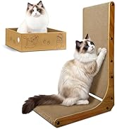 AGYM Cat Scratcher, 26 inch L Shape Cat Scratching Pad for Indoor Cats, Durable Sustainable Cardb...