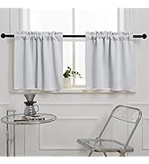 Pickluc Greyish White Cafe Curtain (Half Window Curtain) 24 Inches Length, Rod Pocket Small Kitch...