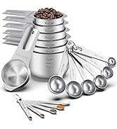 21 Pcs Stainless Steel Measuring Cups and Spoons Set, Wildone Stackable Metal Measuring Cups and ...