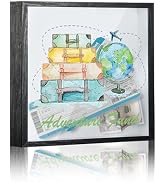 Travel Fund Box, 8×8 Adventure Fund Shadow Box Frame with Slot, Piggy Bank Money Saving Decoratio...