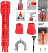 8 in 1 Faucet Wrench Tool, Water Pipe Wrench with Comfortable Grip, Tap Spanner for Tight Space, ...