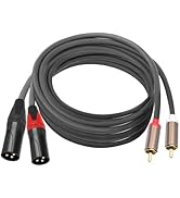 Jozzai RCA to XLR HiFi Audio Cable 10 Feet, 2 RCA Male to 2 XLR Male, Black with Red/Black Tail, ...