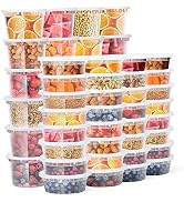Glotoch 48 Pack (Mixed) 8 oz. and 16 oz. Plastic Containers with Lids, Leak Proof Deli Containers...