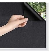 Static Cling Total Blackout Privacy Window Film Cover 100% Light Blocking No Glue Black Window Ti...